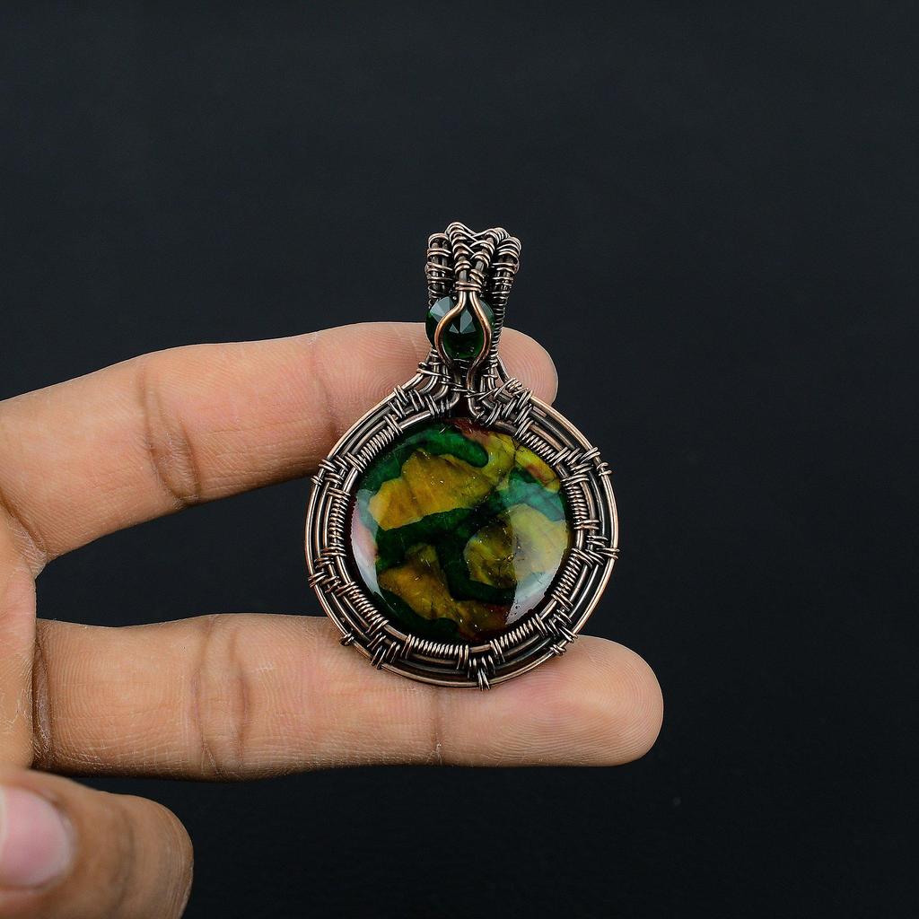 Multi Fire Labradorite Pendant Gemstone Jewelry, 999 Copper Wire Wrapped Pendant, Gift For Women Handmade Pendant