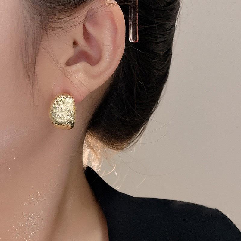 Silver Needle Geometric Metal Earrings: Elegant, Fashionable, High-End Design Stud Jewelry.