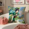 Game Genshin Venti Cushion Cover Pillowcase Short Plush Invisible zipper Room Sofa Cushion Cover