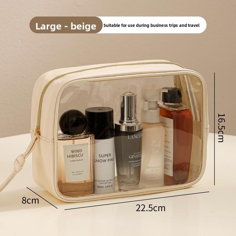 Portable Travel Toiletry Bag With Transparent Pvc Material And Large Capacity For Cosmetic Storage