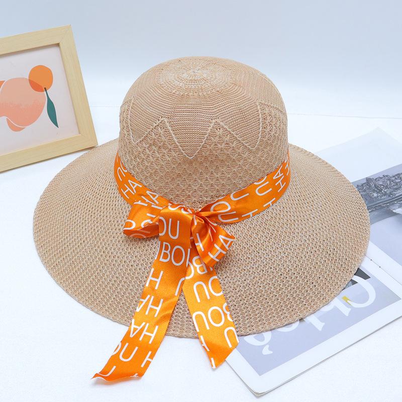 New Straw Hat Women's Outdoor Sunshade Sunscreen Hat Big Brim Trendy Vacation Beach Hat Breathable Cool Hat