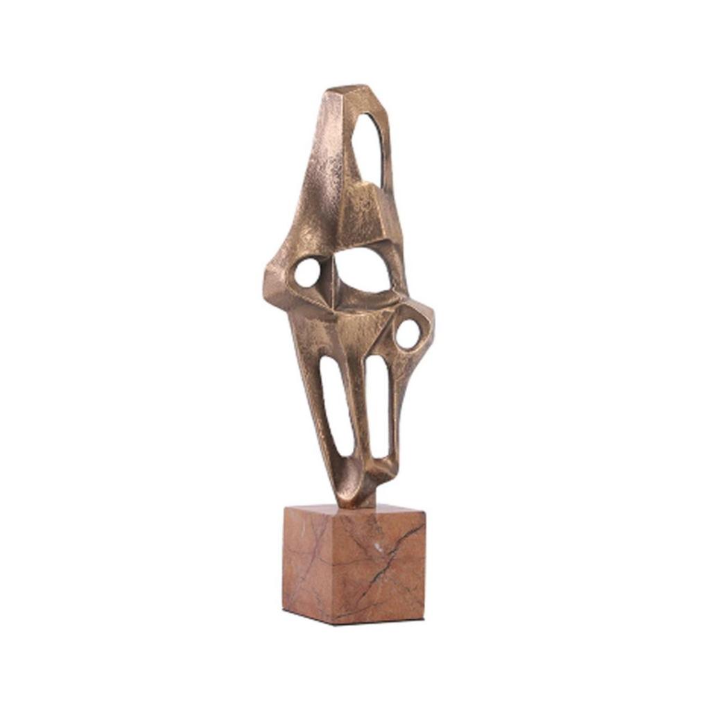 Sculpture with Marble Base Modern Metal Abstract Statue Minimalist for Bookshelf