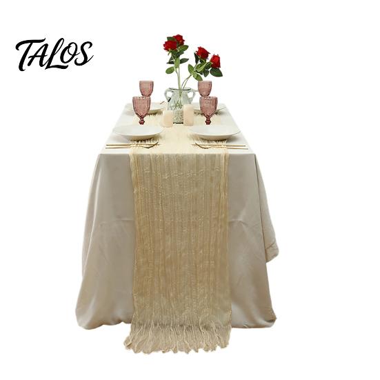 Everyday Use Tablecloth Cheesecloth Table Runner, Boho Rustic Farmhouse Gauze Long Sheer Themed Party Runner Fabric for Wedding Tea Baby Shower