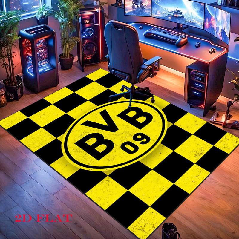 Borussia Dortmund Logo Teppich für Wohnzimmer Schlafzimmer Zuhause Sofadekoration, rutschfeste Bodenmatte für Kinder
