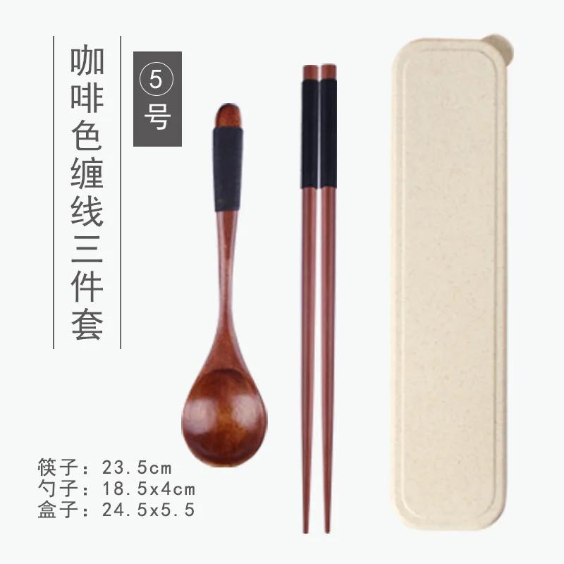 Natural Wooden Spoon & Fork Dinner Kit Rice Soups Utensil Cereal Handmade Home Tableware Dinnerware Cutlery For Kicthen