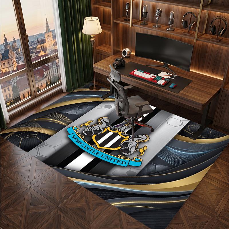 Tappeto in Velluto di Cristallo con Stampa di Calcio del Newcastle United, Comodo Assorbente d'Acqua Antiscivolo Tappeto per Pavimento Interno
