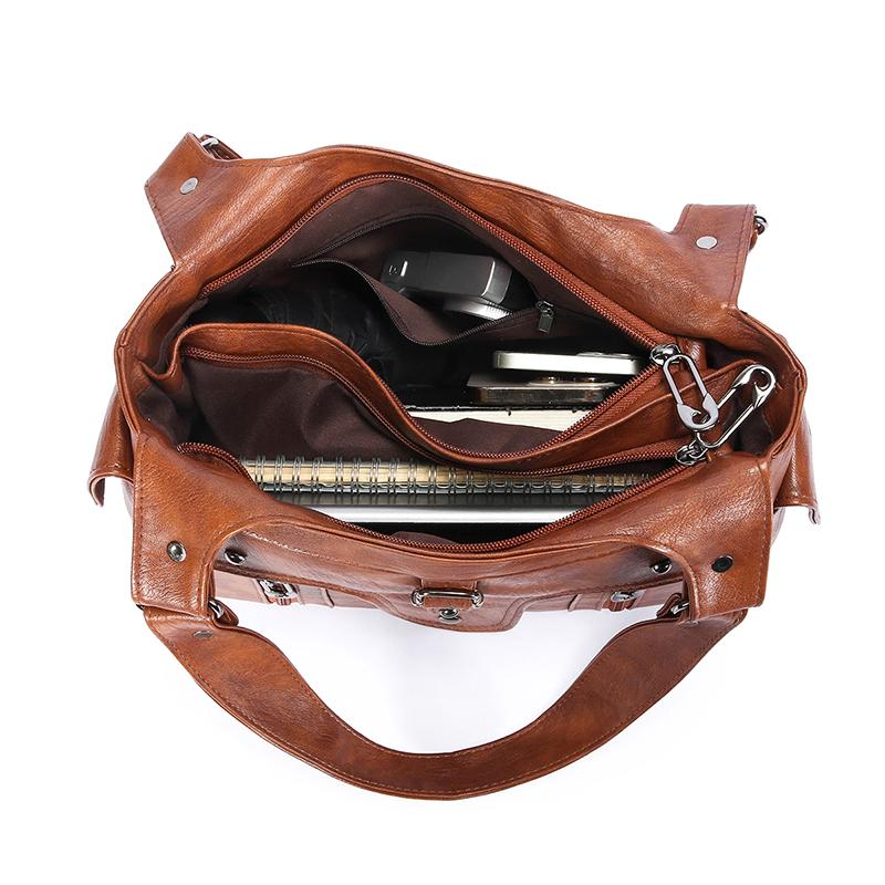 Damska torba Hobo Vintage Miękka skóra PU Torba na ramię Duża pojemność Wielokieszeniowa Codzienna torebka na ramię z regulowanym paskiem Uniwersalna Torba do codziennych dojazdów