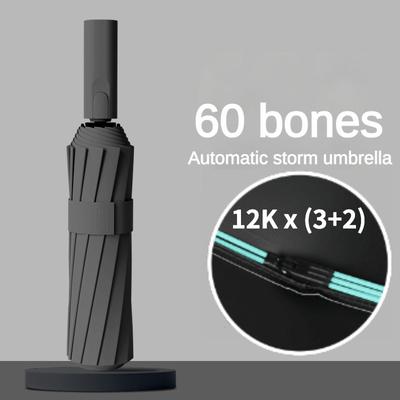60 Bone Wind Resistant Reinforced Automatic Umbrella for Men, Rain and Shine, Dual Purpose, Sunshade UV Resistant Sun Umbrellas,