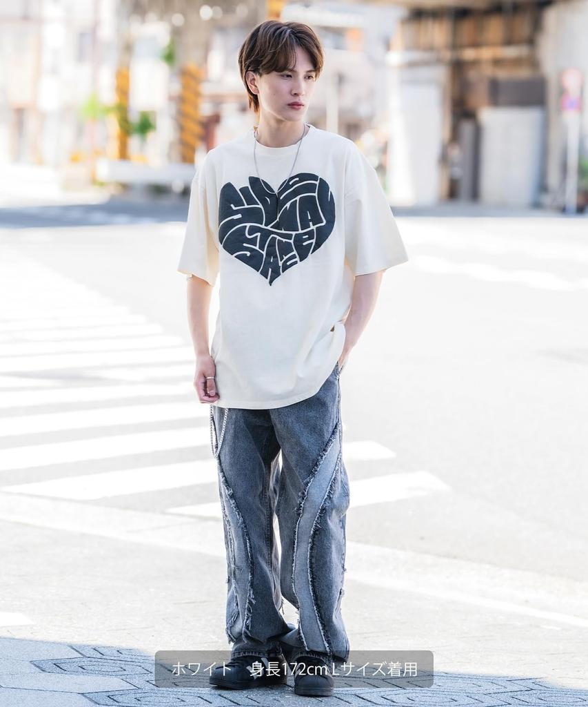 [VERBESSERT] [SEITENSTÄNDER] Drip Logo Herz Pigment Kurzarm-T-Shirt