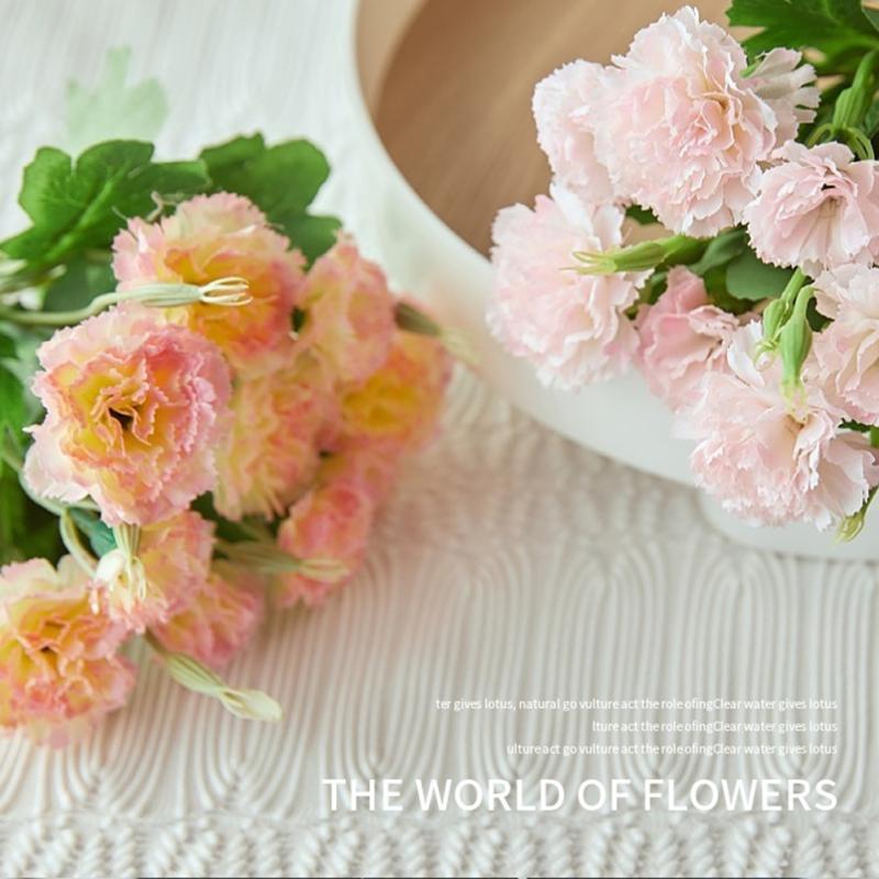 Centrotavola di Fiori Artificiali a 10 Teste Fiori Primaverili Finti in Seta per la Festa della Mamma Matrimonio Bouquet di Garofani Decorazione da Tavolo