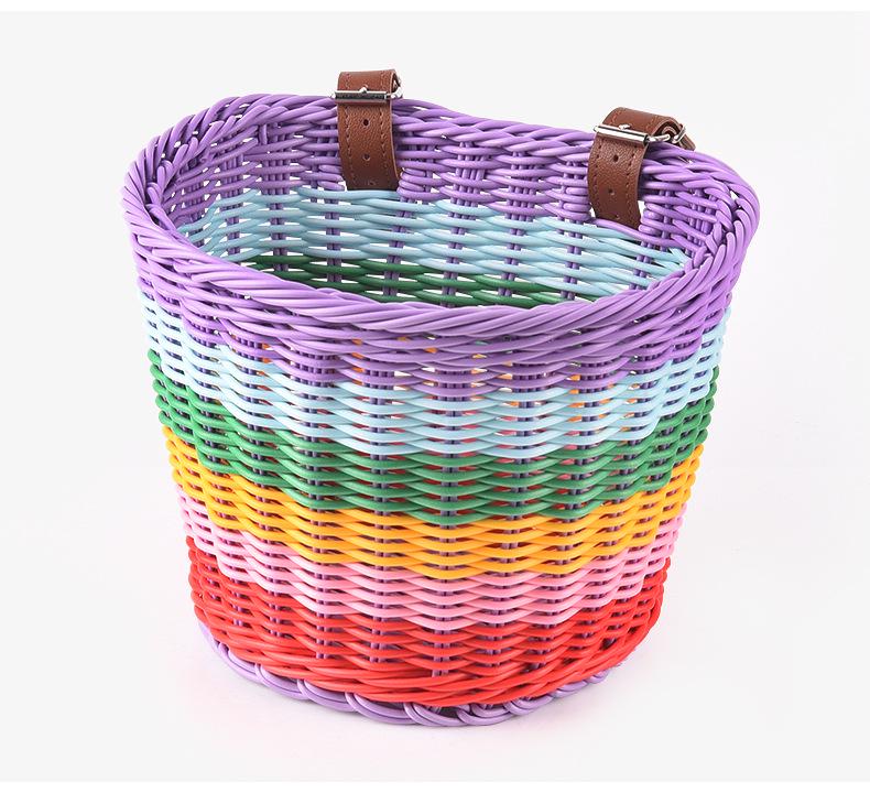 Children's Retro Rattan Bike Basket with Bell, Stickers, and Handlebar Tassels - Bicycle Accessories