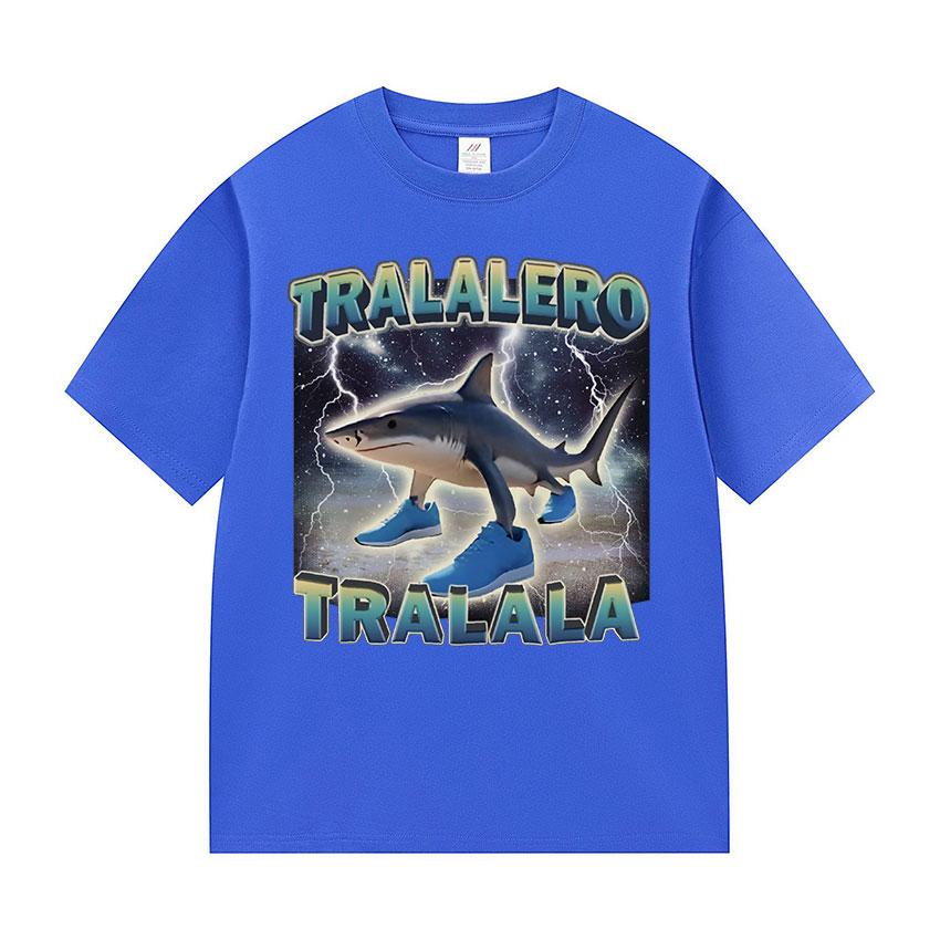 Tralalero Tralala Funny Shark Meme T-shirt fashion Cozy Shark With Shoes Gifts T Shirts Men's Women summer O-Neck Cotton T Shirt