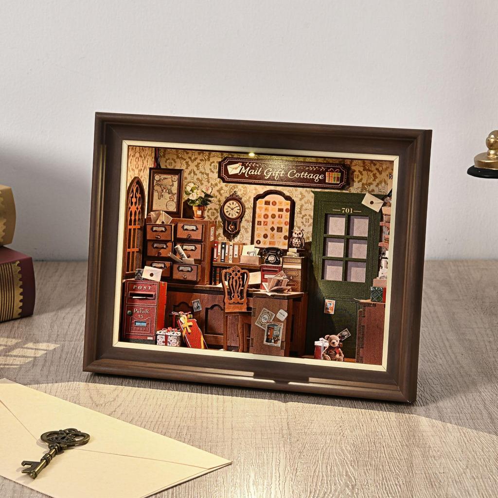 CRESYMME Dollhouse Miniature Book Nook Wooden 3D DIY Handmade for Adults Mailing Kit, Puzzle, (Time-Carrying House)