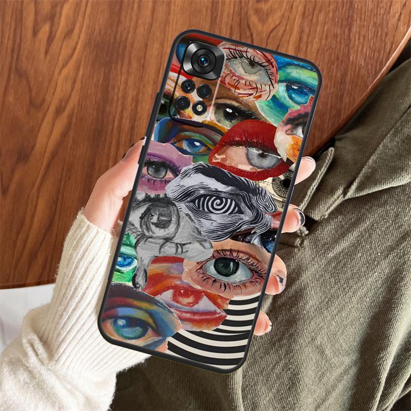 Scary Face Eyes Case For Xiaomi Redmi Note 14 Pro 13 12 11 10 15 Pro Plus Redmi 15 C 13 10C 12C 13C 14C Cover