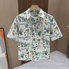 Young Men's Handsome Little Fresh Floral Loose Short-sleeved Shirt Men's Summer Fashion Versatile Casual Trendy Brand Shirt