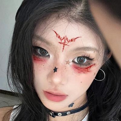 Halloween Dark Personality Hottie Red Thorn Makeup Face Sticker Tattoo Sticker