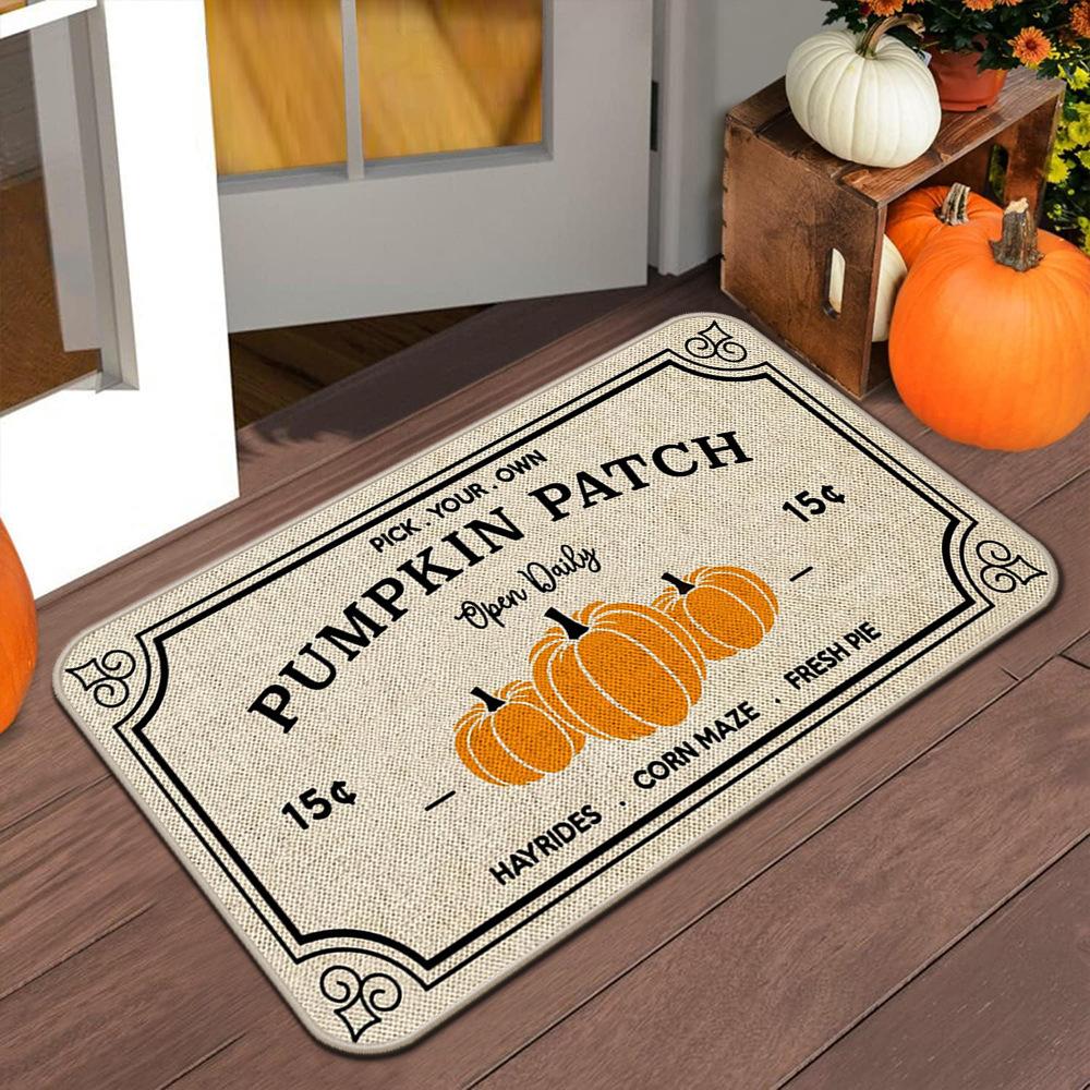 VIKAMA Halloween Autumn Door Mat Thanksgiving Welcome Mat Indoor/Outdoor Anti-Slip Carpet Home Decoration