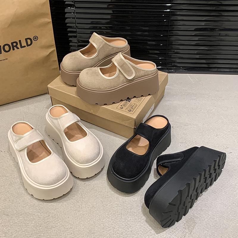 Spring New hoes Women Fashion Round Head Shallow Mouth Line with Waterproof Platform Wear-resistant Single Shoes