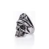 Retro Colored Navy Officer Skull Ring For Men Punk Gothic Rock Hiphop Open Ring Biker Accessories Handmade Zircon Unisex Gift