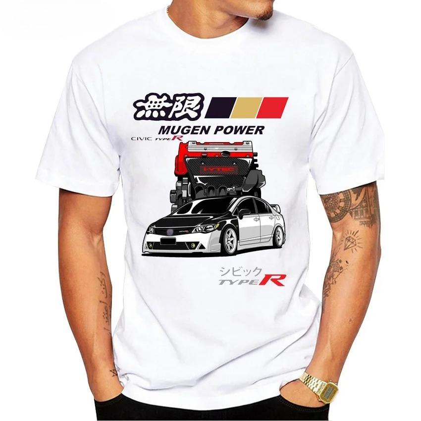 

Hip Hop Japan Style Men Short Sleeve JDM Mugen Power T-Shirt Honds Civic Type R EG EK Car Classic T shirts Boy Casual White Tees S