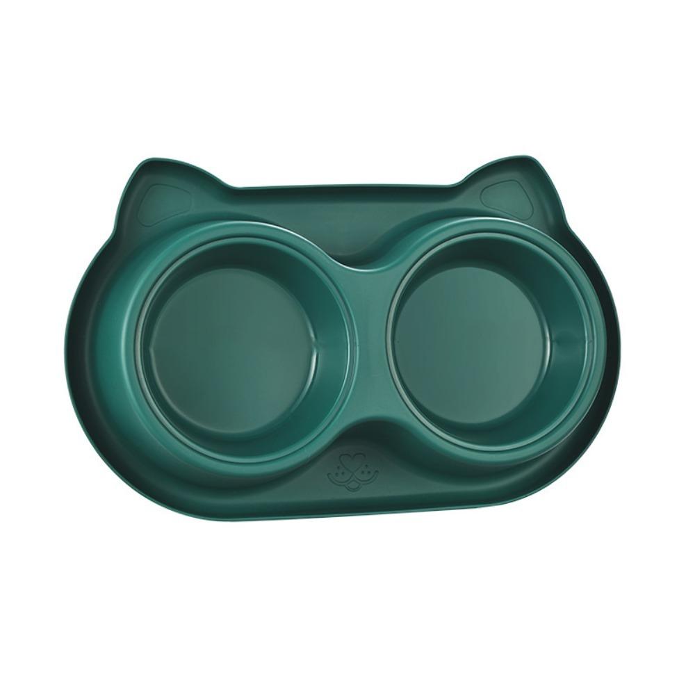Multi-use Plastic Pet Feeding Double Bowls Stainless Steel Anti-Slip Cat Slow Food Bowl Cute Portable Pet Food Basin Puppy