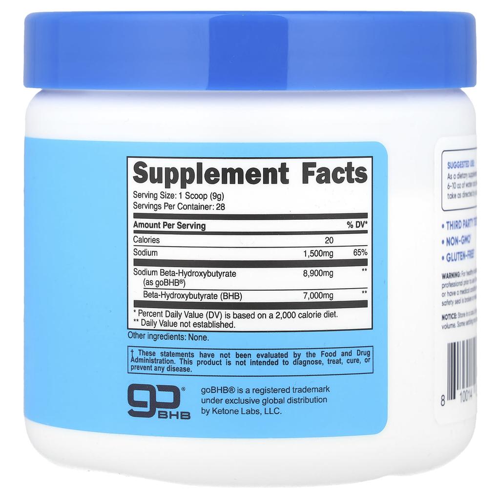 Sodium Bhb, Gobhb®, Unflavored, 250G (8.9Oz)