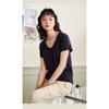 New Spring and Summer Silk Bottoming Shirt Women's Lyocell Goose Egg Neck Short Sleeve Top