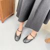 Johnature Handmade Genuine Leather Women's Shoes Retro Round Toe Soft Soled Belt Buckle Flat Shoes