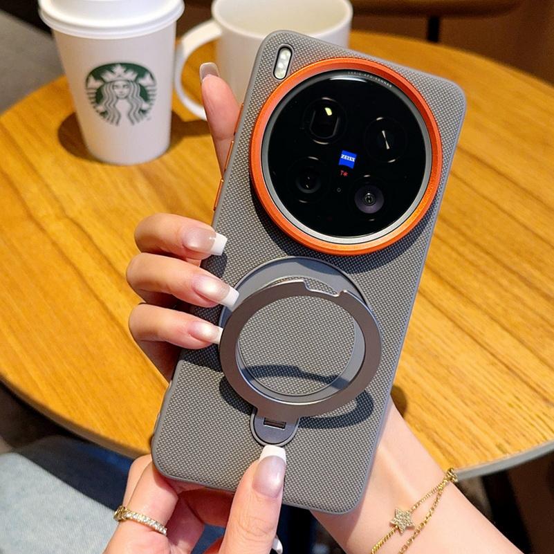 Metal Magnetic Ring Holder Red Lens Ring Raised Protect Lens Case For VIVO X200 Ultra X200S X200 Pro X100s Pro X100 Ultra Cover