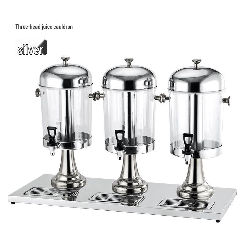 Stainless Steel Buffet Juice Dispenser with Faucet - Large Capacity Cold Drink Machine, Single or Double Head Options