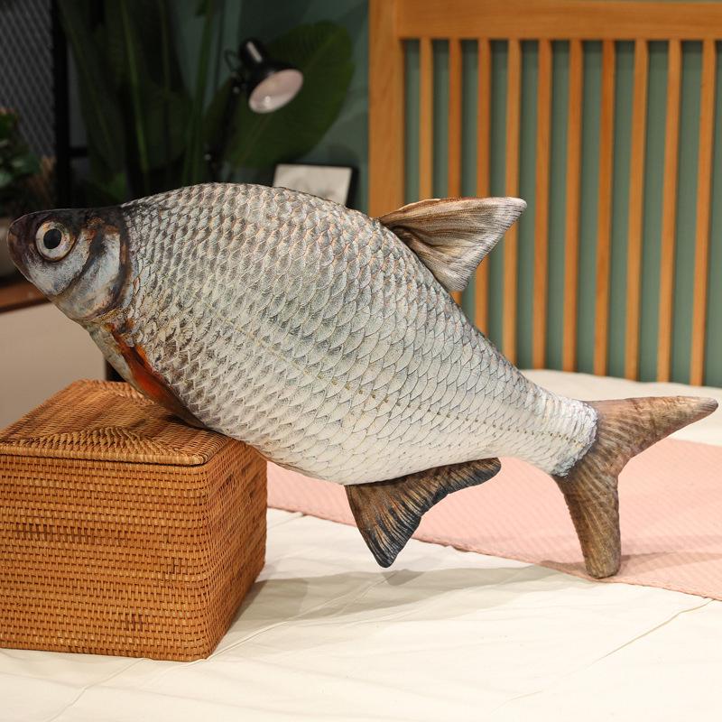 3D Crucian Carp Plush Toy & Grass Carp Mandarin Fish Pillow - Cat Teaser & Funny Cloth Doll