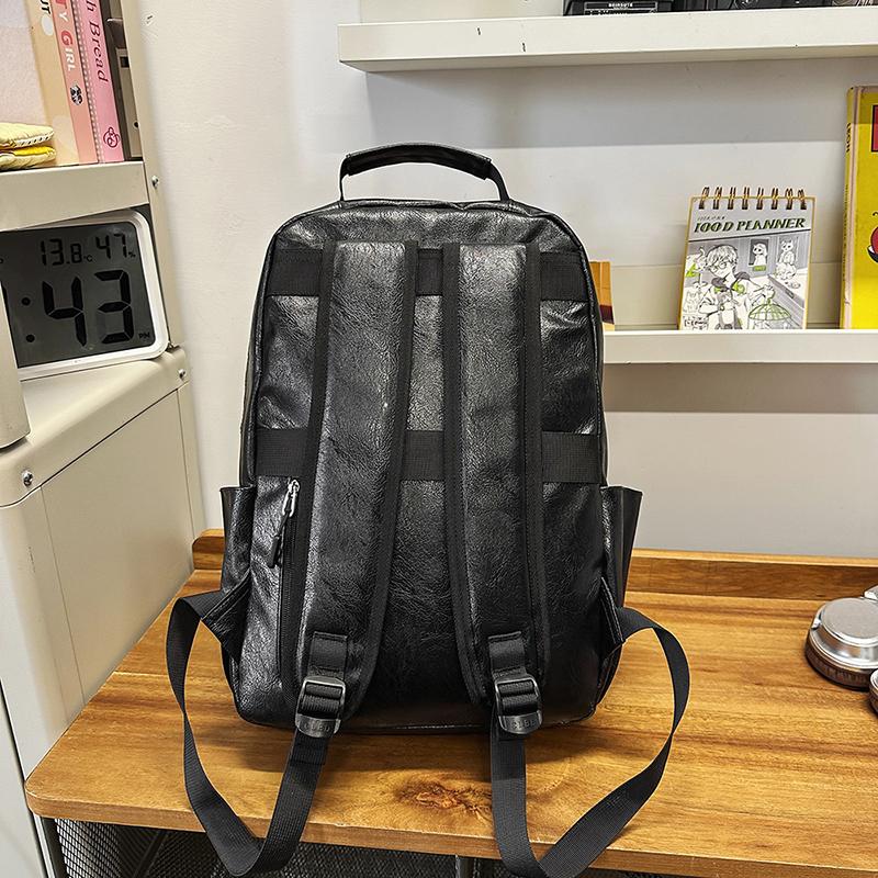 Sac à dos d'étudiant en cuir souple pour homme, grande capacité, pour ordinateur