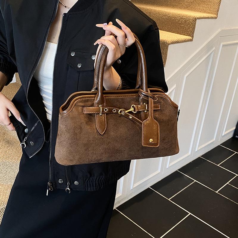 2025 Retro Niche Suede Colorblock Crossbody Baguette Handbag - New Versatile Fashion for Women