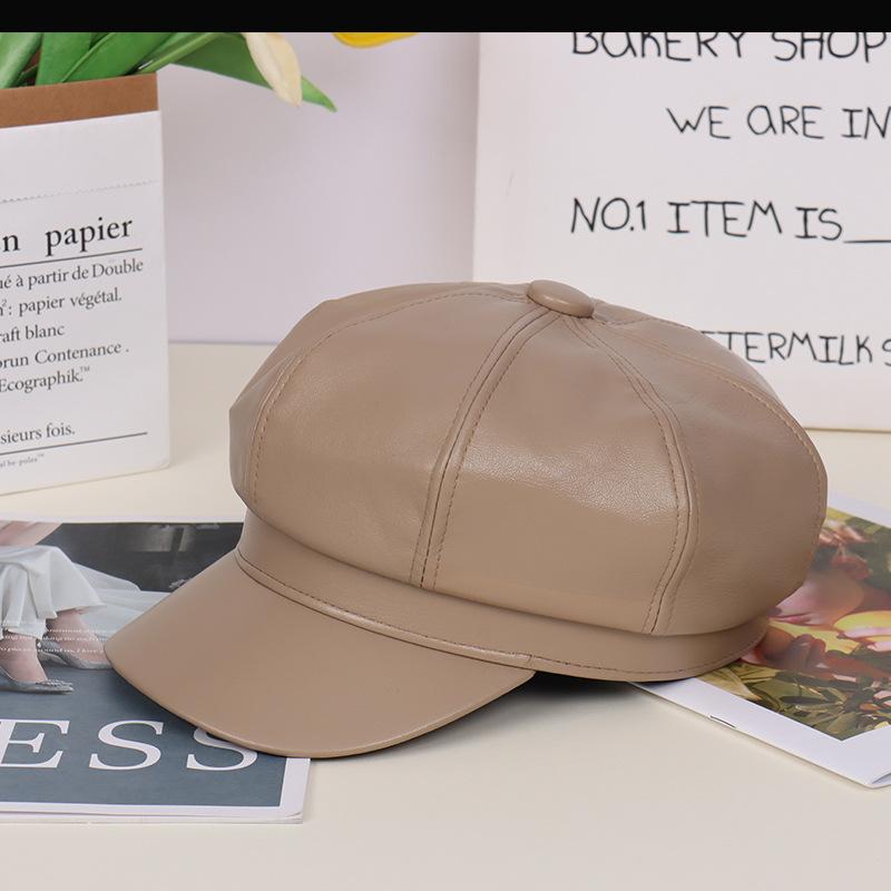 Temperament octagonal pumpkin hat literary style painter hat autumn cap octagonal hat big brim