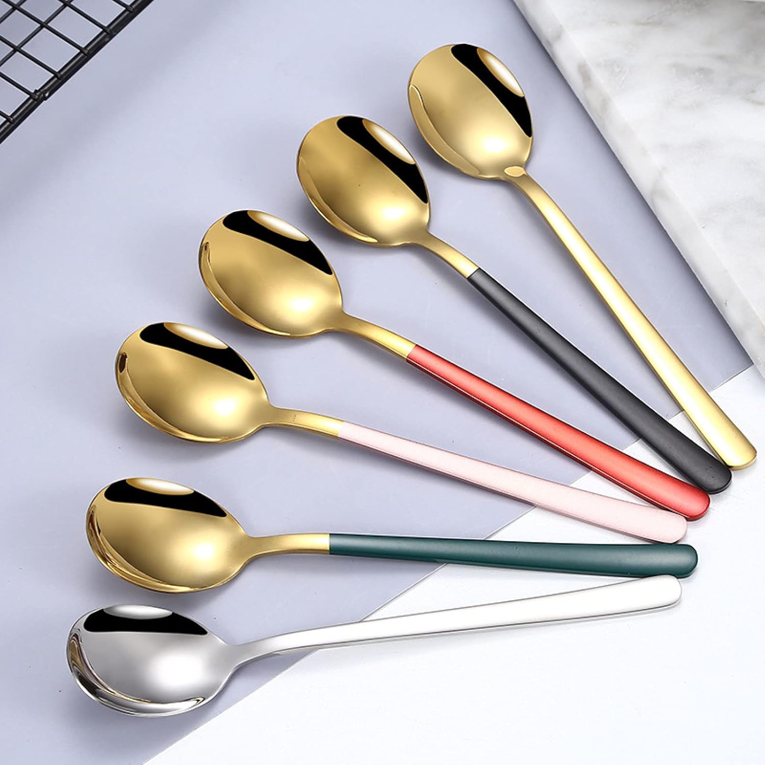 6 шт. 6,5 дюймовых кофейных ложек, ложек для перемешивания, чайных ложек с длинной ручкой, черных чайных ложек, ложек для холодного чая, длинных ложек для перемешивания, ложек для эспрессо