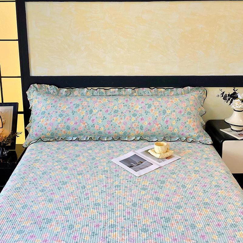 1 pc Long Couple Pillow Shams 100/120/150/180cm Long Pillow Cover with Ruffles Decorative Soft Purple Quilted Pillowcases Cover