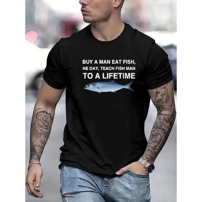 Taglie Europee T-shirt Casual da Uomo Girocollo con Stampa Alfabeto, Leggermente Elasticizzata, Vestibilità Regolare, Top Estivi Leggeri