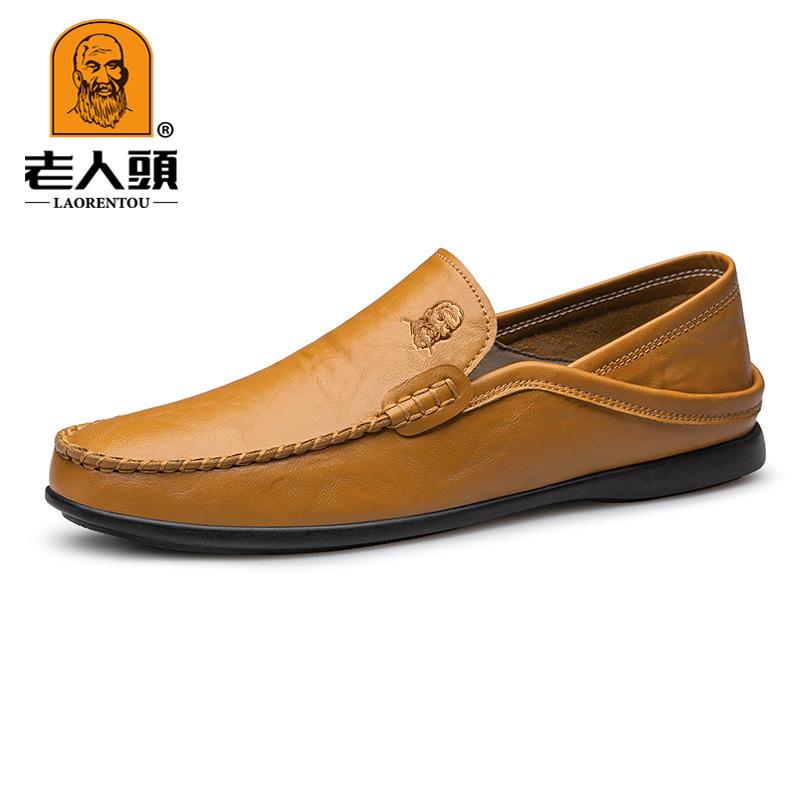 

Кожаные туфли Doudou туфли из мягкой кожи трендовая линия повседневные для вождения ленивые туфли пятка может быть загнута для вождения 45