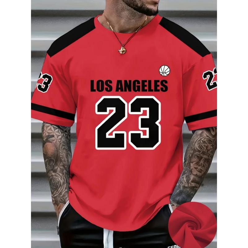 European and American men s summer Los Angeles striped letter print comfortable breathable round neck XXS