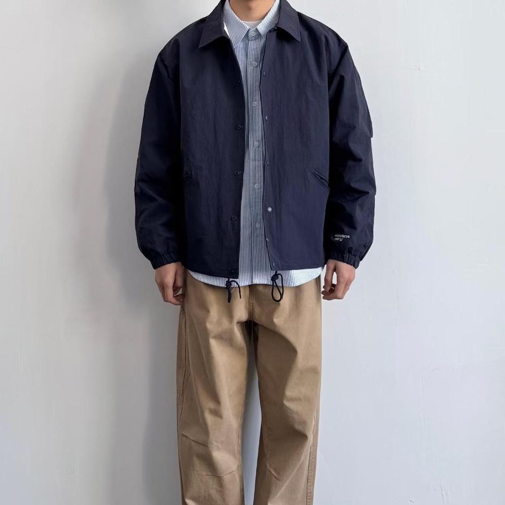 Men's Japanese Retro Turn-Down Collar Jacket - Solid Color, Casual Loose Fit for Spring and Autumn