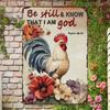 Tin Sign Wall Art Chicken Design Vintage Religious Text Metal Poster Kitchen Decor
