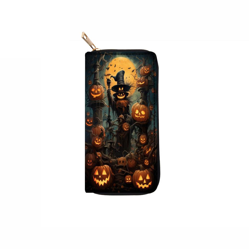 New Skull Long Zipper Wallet Halloween Clutch Wallet