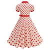 Dames Polkadot Shirtkraag Franse Retro Jurk