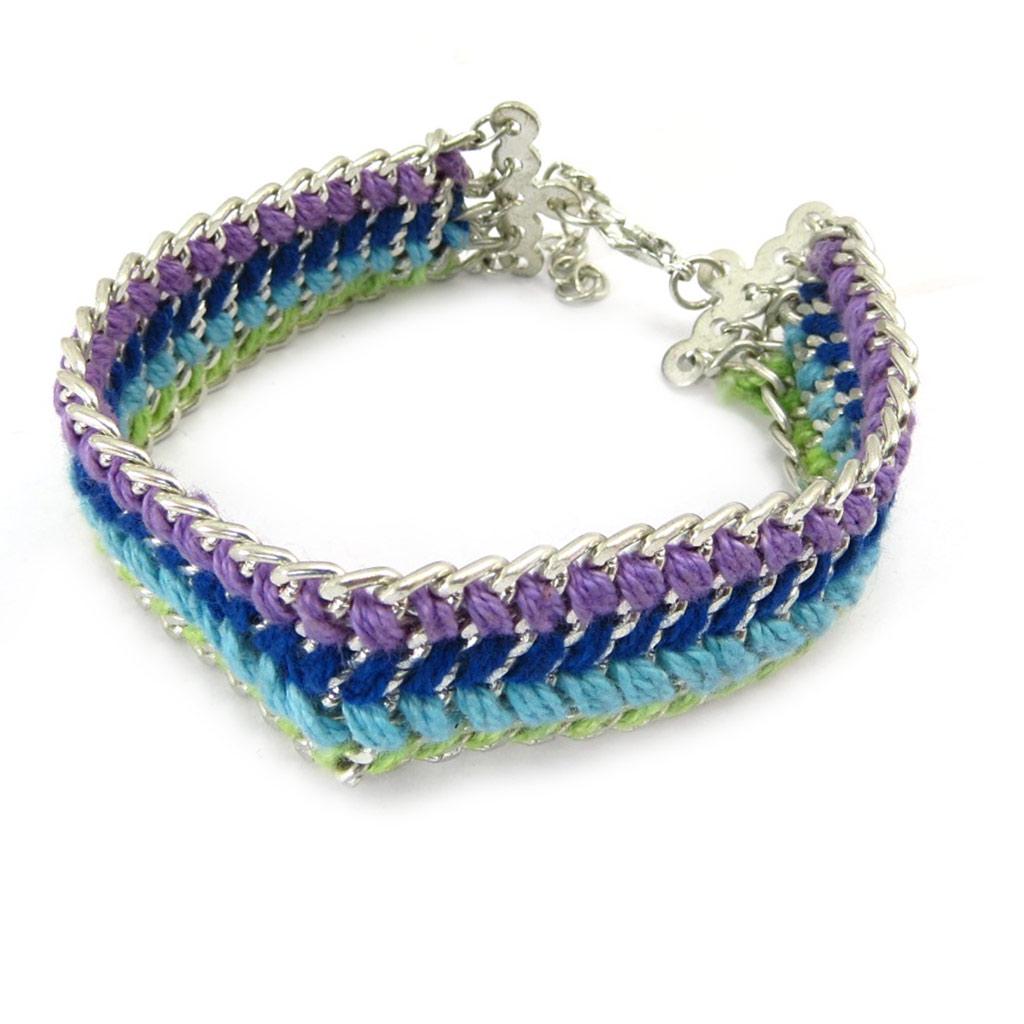 Les Trésors De Lily [K0430] - Φανταστικό βραχιόλι 'Κιλιμάντζαρο' πράσινο μπλε μωβ