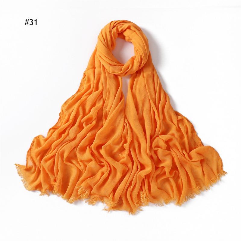 % Rayon Pleated Solid Color Human Cotton Two-end Beard Bag Headscarf Female, New Breathable Soft Scarf
