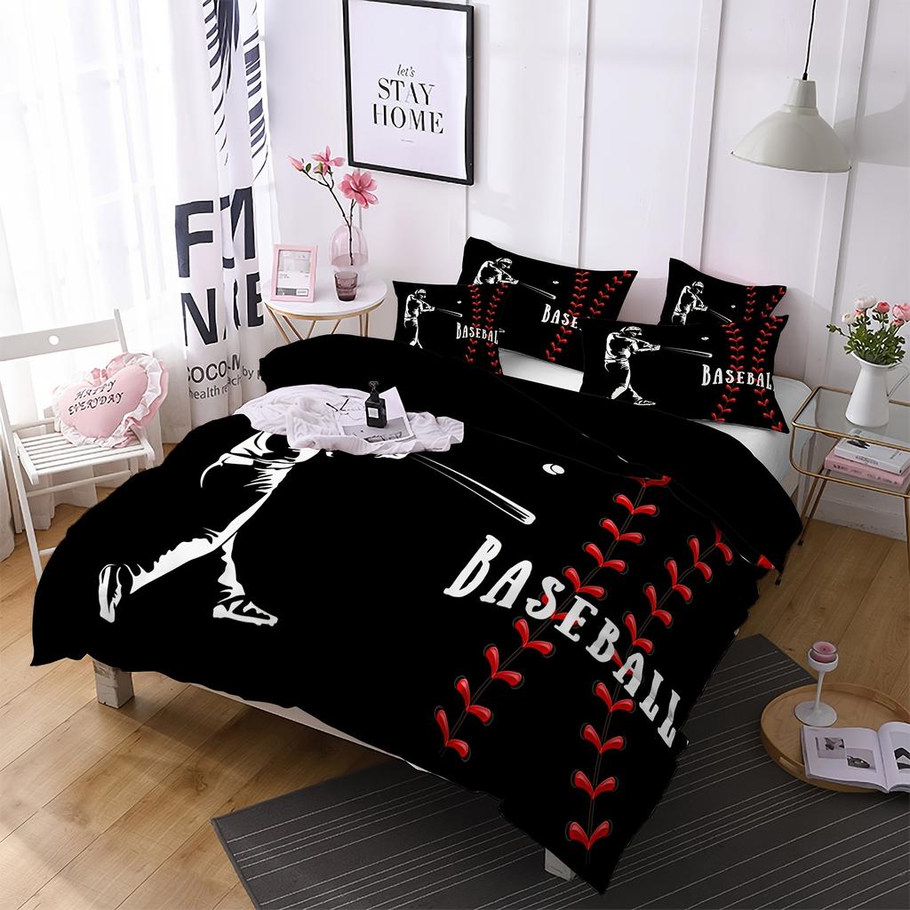 2/3pcs Duvet Cover Set, Baseball Pattern Printed Bedding Set, Soft Comfortable Duvet Cover, For Bedroom, Guest Room