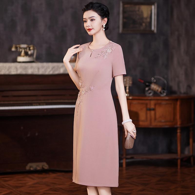 2023 Elegant Light Pink Mother of the Groom Banquet Gown, Plus Size