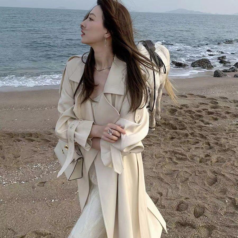 2025 Spring & Fall Women's Mid-Length Trench Coat - Korean Style Student Fashion Trend