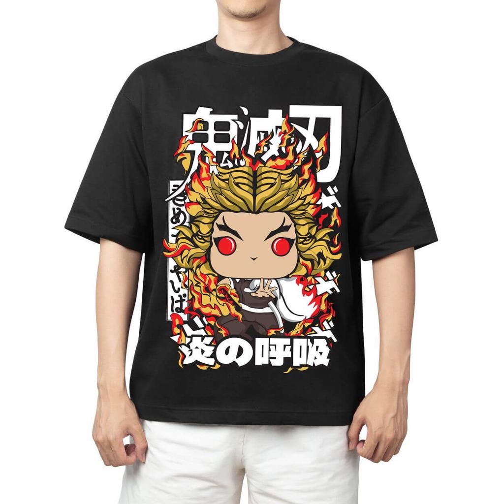 2026 New Demon Slayer Kyojuro Rengoku Printed Short Sleeve Tshirt Mens and Womens Tshirt Mens Tops Sports Tshirt Harajuku