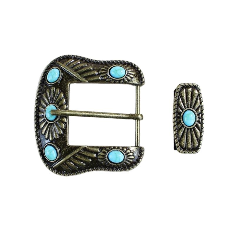 

Engraved Flower Belt Buckle Turquoise Belt Buckle for 3.8cm Width Belt Replaceable Accessories Vintage Adult Waistband B 1